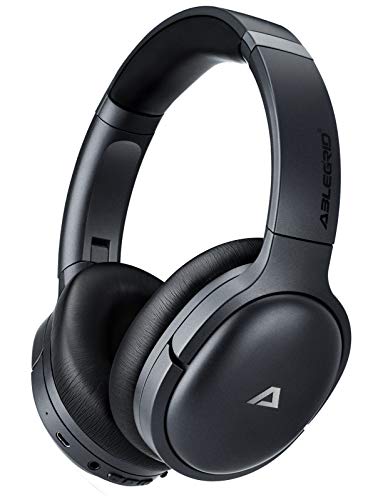 ABLEGRID QuietOdio 10 Active Noise Cancelling Headphones, Bluetooth 5.0 Over Ear Wireless Headphones with Deep Bass Mic/Apt-X, Soft Protein Earpads, 40H Playtime for Travel/Work/TV/PC/Cellphones