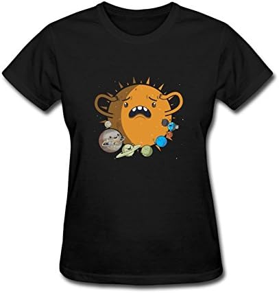 Heerinsy Women's Space Planet Face Color Short Sleeve T-Shirt S