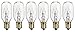 Pack of 6 15T7 15W Incandescent Salt Lamp & Appliance T7 Bulb with Candelabra Base, Clear Light Bulb