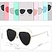 SOJOS Polarized Flat Mirror Lenses Sunglasses Classic Metal Double Bridge Glasses SJ1040 with Gold Frame/Grey Polarized Lens