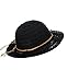 NYFASHION101 Open Knit Brown Braided Trim Vented Cotton Beach Sun Hat - Black