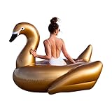 Freedom Floaty Giant Gold Swan Inflatable Pool Float with Rapid Valves