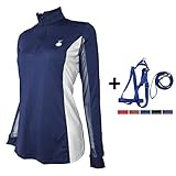 HR Farm Women's Ventilated Long Sleeve Quick Dry Horse Riding Sun Shirts with 1 Dog Leash Set