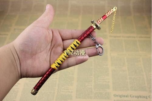 Japan Anime ONE PIECE Roronoa Zoro Weapons Alloy Model Key chain In Box 22cm