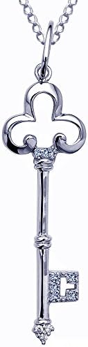 1/10 Carat Diamond Sterling Silver Key to Her Heart Necklace