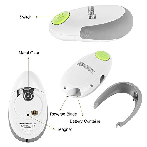 U/D Electric Can Opener, Safety Can Opener Smooth Edge, A button to Open Your Cans,No Sharp Edge