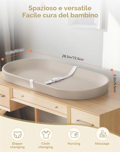 COMOMY Baby Changing Mat for Dresser - Erasable Changing Mat with Safety Belt, Waterproof, Soft, Lightweight and Portable, Easy to Clean for Travel Diaper Changing