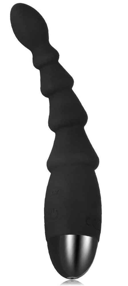 Analvibrator Prostata Massage mit Vibration, Silikon Anal Plug mit 5 Flexibel Kugeln für Frauen und Männer (Schwarz-1)