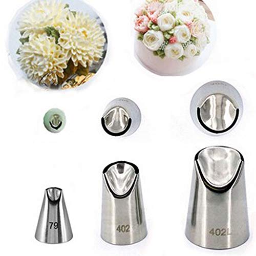 Russian Piping Tips Set, 3pcs Stainless Steel Rose Petal Icing Frosting Nozzles for Cake Decorations