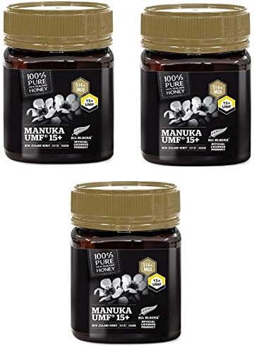 Pure New Zealand Certified UMF 15+ Manuka Honey (8.8 oz)- All Blacks Official Licensed Honey (3 Pack)