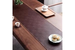 36-200 Inch Faux Leather Table Runner - Waterproof, Non-Slip, Heat Resistant, Vintage Brown Placemats for Kitchen & Dining Ta