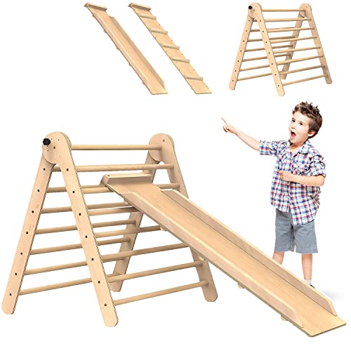 Foldable Climbing Toys for Toddlers 3 in 1 Pikler Triangle Climber