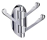 COOLIFUN SOLID METAL Swivel Hook Heavy Duty Folding Swing Arm Triple Coat Hook with Multi Three Foldable Arms Towel/Clothes Hanger for Bathroom Kitchen Garage Wall Mount Brushed Nickel (silver)