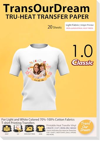 TransOurDream Heat Transfer Paper for T Shirts (20 Sheets, 8.5x11