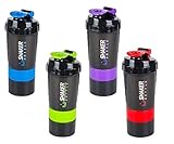 I&M Unlimited,LLC Protein Shaker Bottle - Sports Water Bottle - Non Slip 3 Layer Twist Off 3oz Cups with Pill Tray - Leak Proof Shake Bottle Mixer- Protein Powder 16 oz Shake Cup with Storage