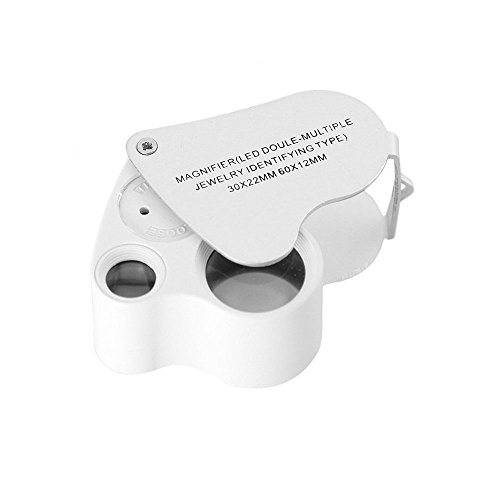 Giveet 30X 60X Dual Lens Magnifying Glass with LED Lights, Pocket Jewelry Loupe Illuminated Magnifier for EDC, Jewelry, Coins, Hobby, Inspection, Stamps, Travel