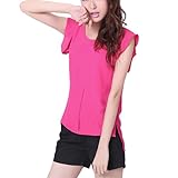 Vobaga Women's Casual Short Sleeve Slim Chiffon Shirt