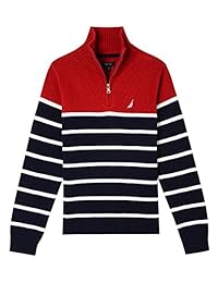 Jersey Nautica de rayas con cuello y cremallera para niño
