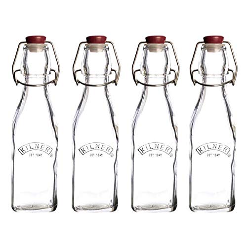 Kilner Clip Top Square Bottle 250ml Set of 4