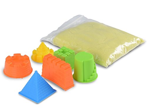 Kidsco Play & Craft Sand With Molds â€“ 6 Assorted Colors Castle Molds 1 pack of magic play Moving sand - For Kids Boys, Girls, Beach Fun, Sensory Toy, Gift, Prize, Summer, Outdoor Creative Craft