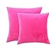 sykting Decorative Pillow Covers Solid Super Soft Short Plush Fuzzy Throw Pillow Covers for Bed Couch Chair Pack of 2 Square 18x18 inch Hot Pink