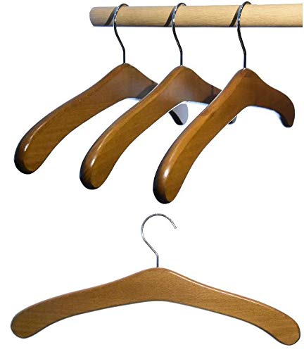 Hagspiel Wooden Coat Hangers Made of Beech Wood, Made in Austria (Stained Oak), Pack of 5
