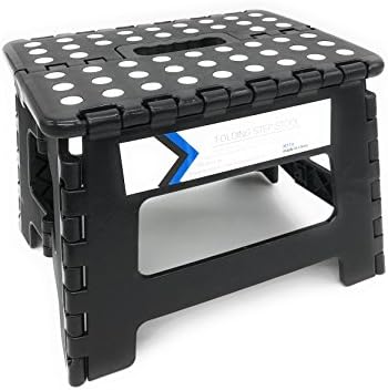 Folding Step Stool 9 Inches Height by Myth with Anti-Slip Surface Great for Kitchen, Bathroom, Bedroom, Kids or Adults Super Strong Holds Up to 300 LBS (black)