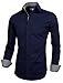 Tom's Ware Mens Classic Slim Fit Contrast Inner Long Sleeve Dress Shirts TWNMS314-1-317-NAVY-US S