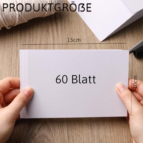 VGOODALL 60 Stück Tonpapier Weiß, Bastelpappe in Weiß Papier Bastelpapier 300 g/m² Druckerpapier Premium Tonzeichenpapier Craft Paper zum Basteln Drucken