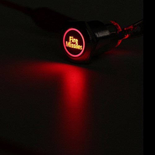 E Support 12V Car Vehicle Red LED Light Headlight Push Button Metal Toggle Switch 19mm Fire Missiles