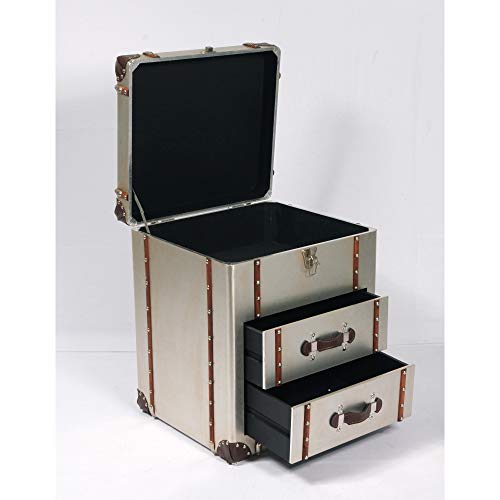 Duchess Accent Trunk in Sterling Silver with Aluminum Finish And Steamer Style Hardware, by Artum Hill