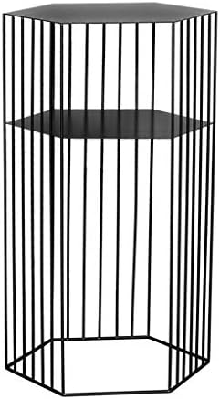 Plant Stand Iron Art Indoor Living Room Balcony Plant Potted Plant Flower Stand Landing Receptacle Hexagon Shape Flower Flower Pot Holder,Black [Energy Class A]