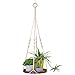 Supla 1 Pcs Macrame Hanging Shelf Macrame Plant Wooden Shelf Hanger Swing Shelf Floating Shelf Hanging Succulent Wall Planter and 2 Pcs Ceiling Screw Hooks Mother's Gift