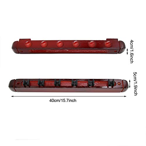 image for Cosylove 6 Pool Cue Sticks Wood Rack Cue Locating Clip Red Billiards S