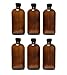 8 oz Boston Round Glass Amber Bottle with Poly Seal Cap - Pack of 6