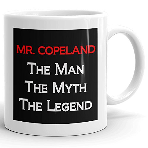 MugMax The Man the Myth the Legend D9 Ceramic Coffee Mug Personlized Mr. Copeland White 11 oz