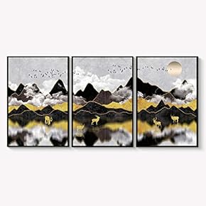 Framed Canvas Wall Art for Living Room, Bedroom Abstract Landscape Dream Place Canvas Prints for Home Decoration Ready to Hanging - 16"x24"x3 Panels
