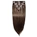 s-noilite Clip in Hair Extensions Human Hair Double Weft Full Head 8 Pieces 18 clips Straight silky (14 inch - 120g,Dark Brown (#2))