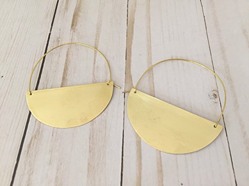 Brass Half Moon Hoop Earrings