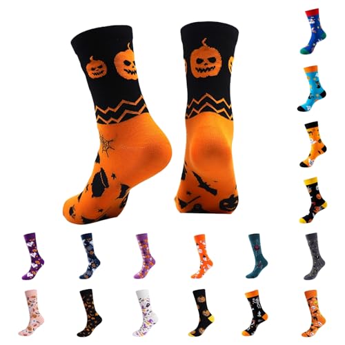 Halloween Socks Funny Novelty Gifts Decorations For Festive Patterned Breathable For Halloween Countdown Calendar Autumn Festival Party Women Men Teens Adults Kids Skeleton Ghost Pumpkin Witch Sock