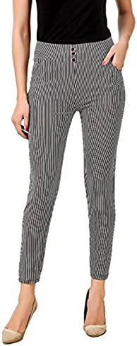 ICW New Fashion 2017 Spring Summer Stripes Ankle-length Pants Trousers Women Skinny Elastic Waist Pencil Pants (Free Size)