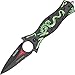 TAC Force TF-707 Series Assisted Opening Folding Knife, Black Half-Serrated Blade, Dragon Handle, 4-1/2-Inch Closed