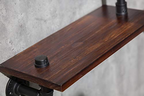 DOFURNILIM Industrial Rustic Wall Wood Pipe Ladder Floating Shelves - DIY Modern Storage Shelving Bookshelf for Bathroom Kitchen Office Home - Steampunk Wood Shelf Bookcase - 4 Tier - Thumbnail 3