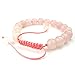KONOV Womens Natural Gemstone Crystal Rose Quartz Bracelet, Braided 7-9 inch Adjustable, Pink