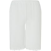 Women Loose Half Slip Shorts Loose Fit Lace Trim Pettipants Culotte Slip Bloomers Split Underwear Shorts