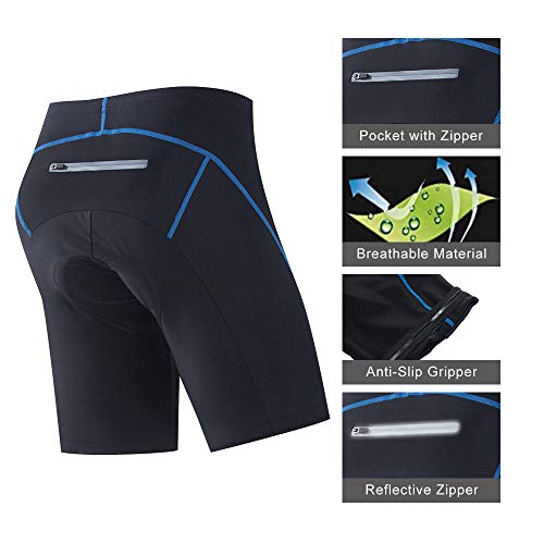 Mens Bike Shorts, 9d Gel Padded Cycling Shorts with Zipper Pocket, Quick Dry MTB Liner Shorts, Pants with Anti-Slip Leg Grips (XL)