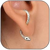 Retro Snake Earrings for Women Men - Gothic Punk Front Back Stud Dangle Serpent Earrings - Silver Gold