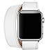 For Apple Watch 38MM, Sunfei Long Genuine Leather Band Double Tour Bracelet (White)