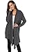 Womens Soft Casual Long Sleeve Draped Irregular Open Front Long Trench Winter Cardigan (S, Black)