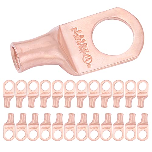 SELTERM 25pcs 8 AWG 3/8" Stud Battery Lugs, Ring